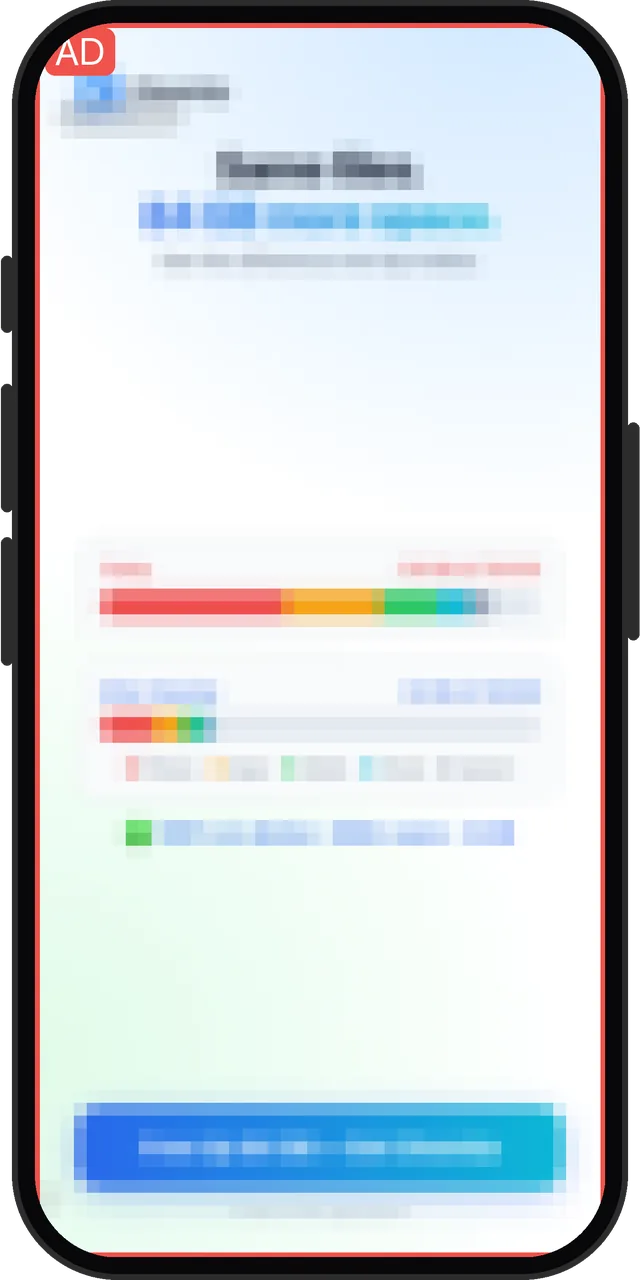 A full-screen ad in Alarm Clock for Me after saving an alarm (ad pixelated by us)